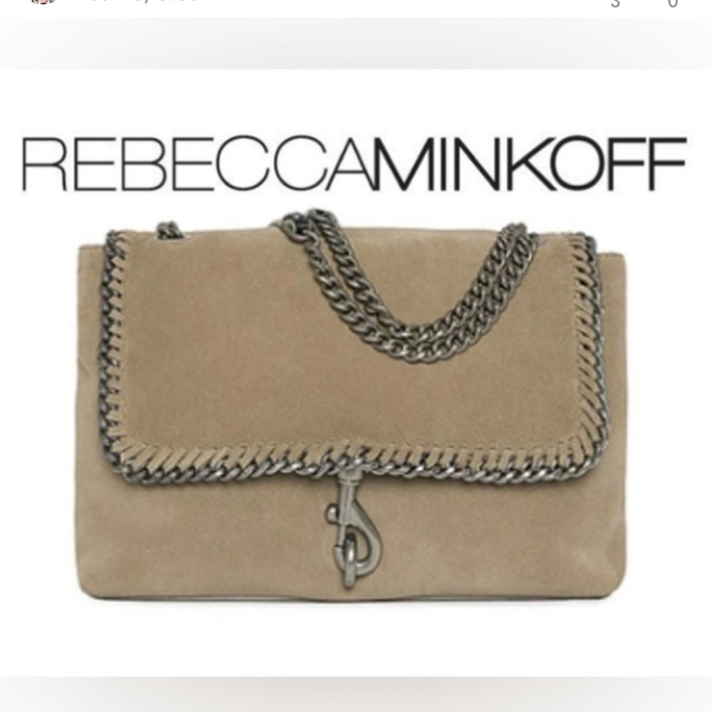 Edie Flap Shoulder Bag With Woven Chain In Sandrift